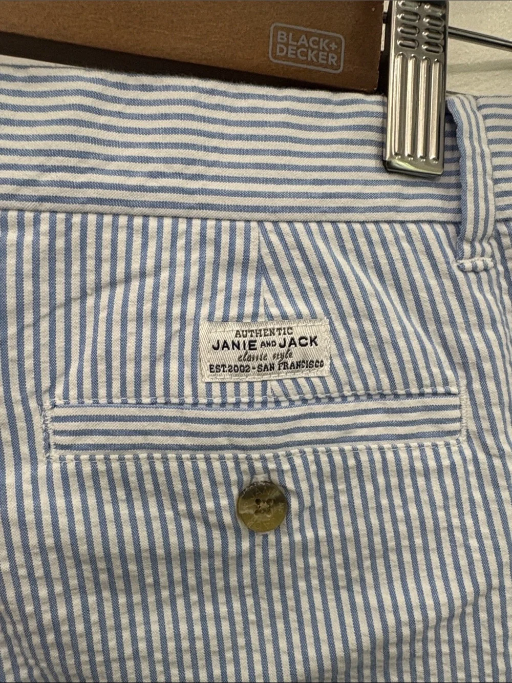 Janie and Jack Light Blue Seersucker Stripe Shorts